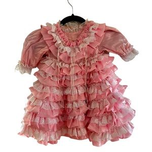 Baby Girl Ruffle Pink Handmade Dress 18 Mo.